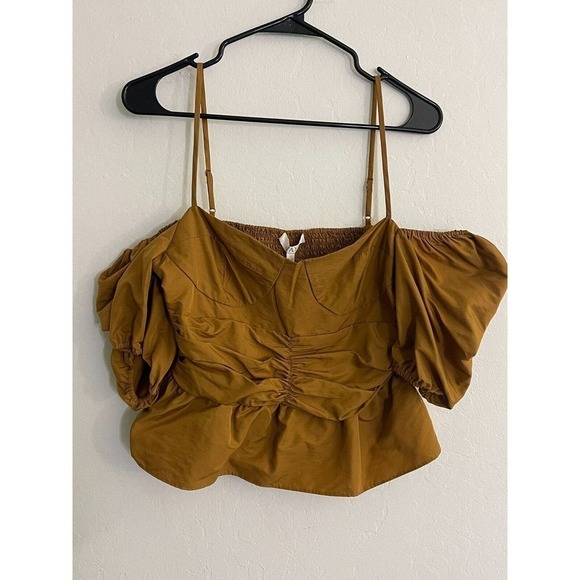 Wayf M Shirt Convertible Neck Bustier Top Gold Multi Wear Emma Rose Blouse NEW - Picture 3 of 7